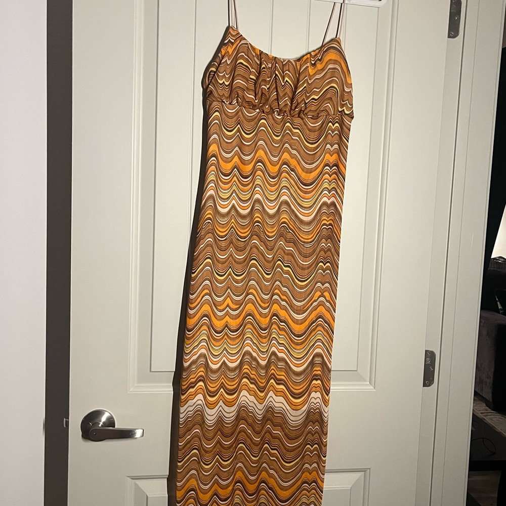 Brown and Orange Maxi Dress